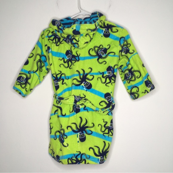 Nautica Lime Green And Blue Octopus Robe 7/8 - Picture 4 of 6